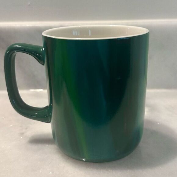 Starbucks Striped Marble Pattern Ceramic Logo Coffee Mug Tea Cup Green 15oz - Picture 2 of 3